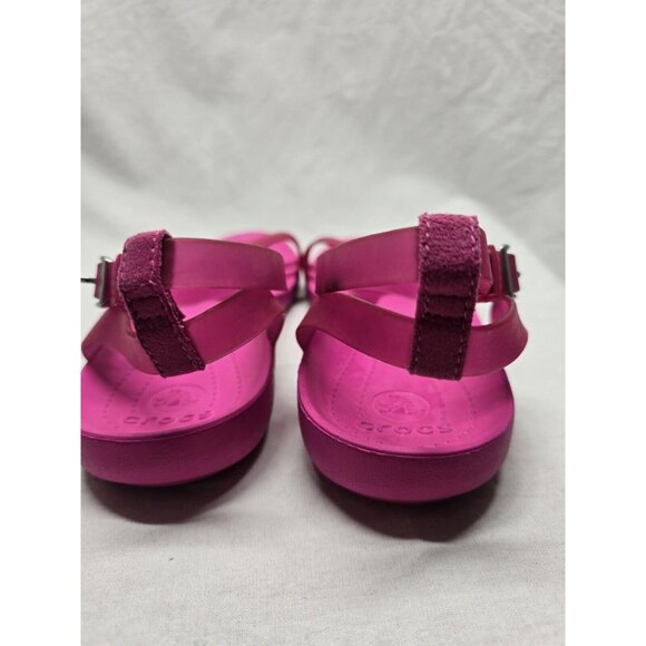 Crocs Women's Really Sexi Ankle Strap Strappy Sandals Fuchsia Pink Sz 7- Flawed - Picture 14 of 15